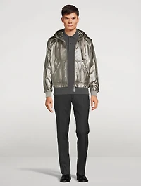 Leather Down Zip Hoodie