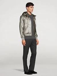 Leather Down Zip Hoodie