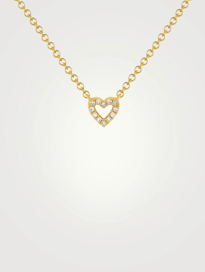 Baby 14K Gold Open Heart Pendant Necklace With Diamonds