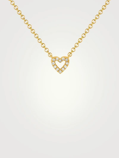 Baby 14K Gold Open Heart Pendant Necklace With Diamonds