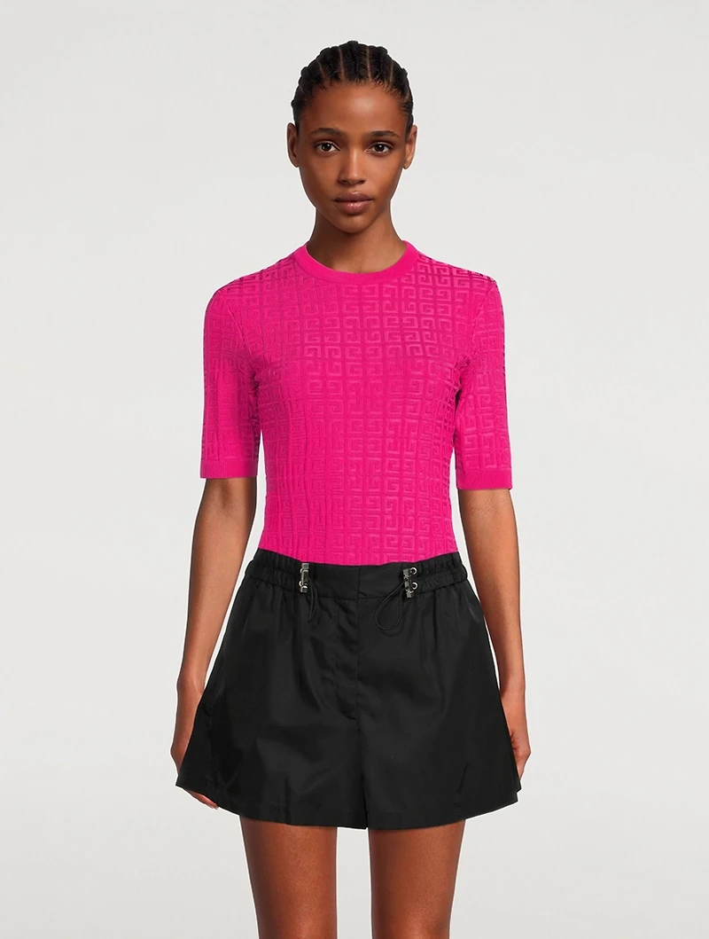 4G Jacquard Short-Sleeve Sweater