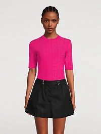 4G Jacquard Short-Sleeve Sweater