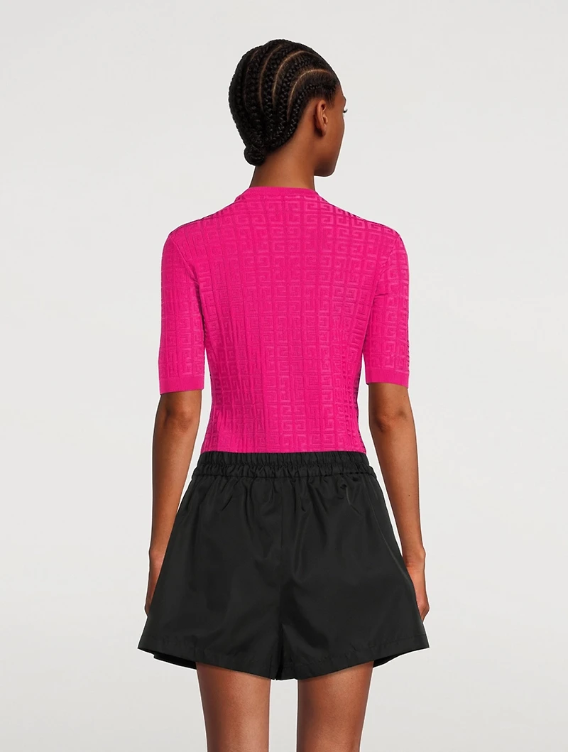 4G Jacquard Short-Sleeve Sweater