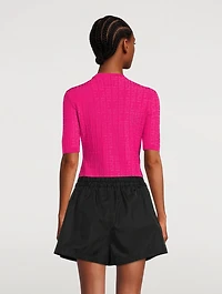 4G Jacquard Short-Sleeve Sweater