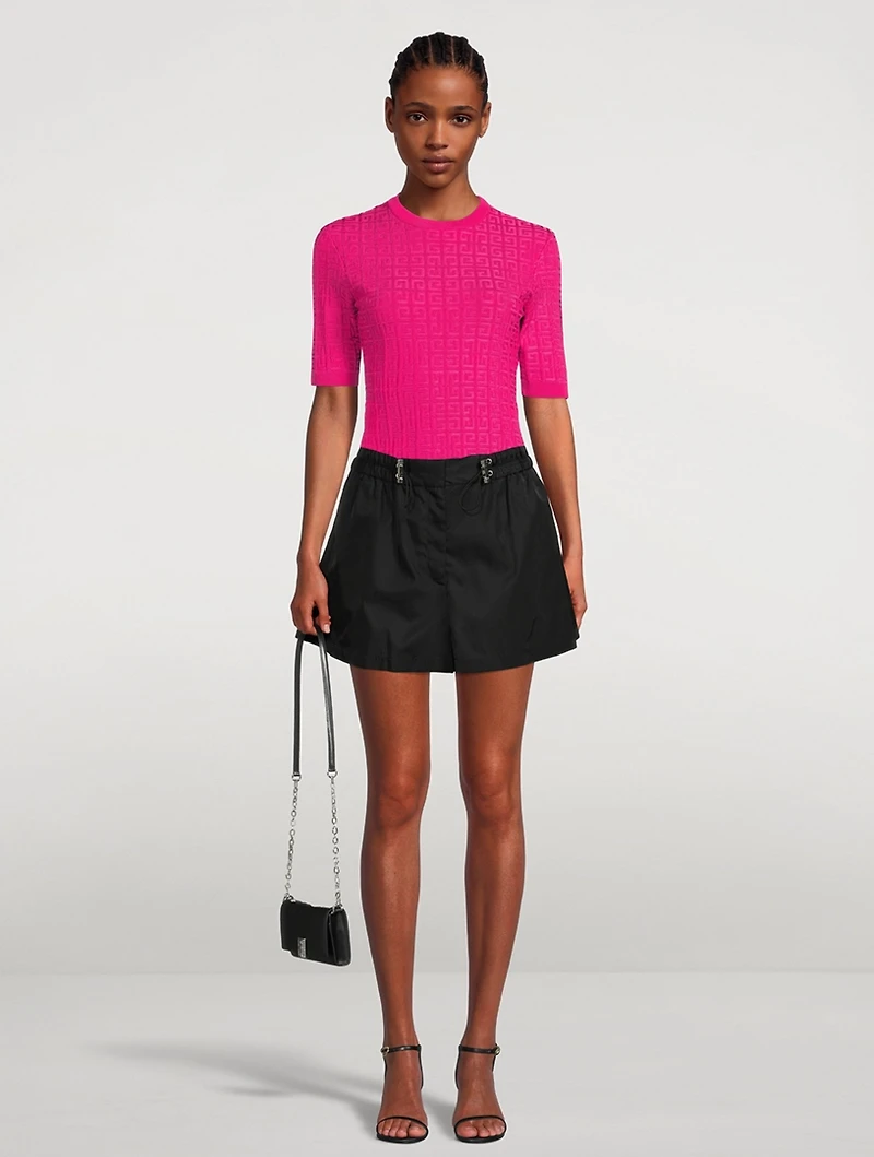 4G Jacquard Short-Sleeve Sweater