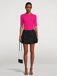 4G Jacquard Short-Sleeve Sweater