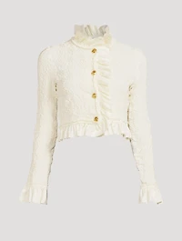 Smocked Jersey Ruffled Blazer