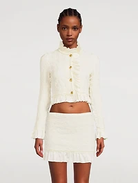Smocked Jersey Ruffled Blazer