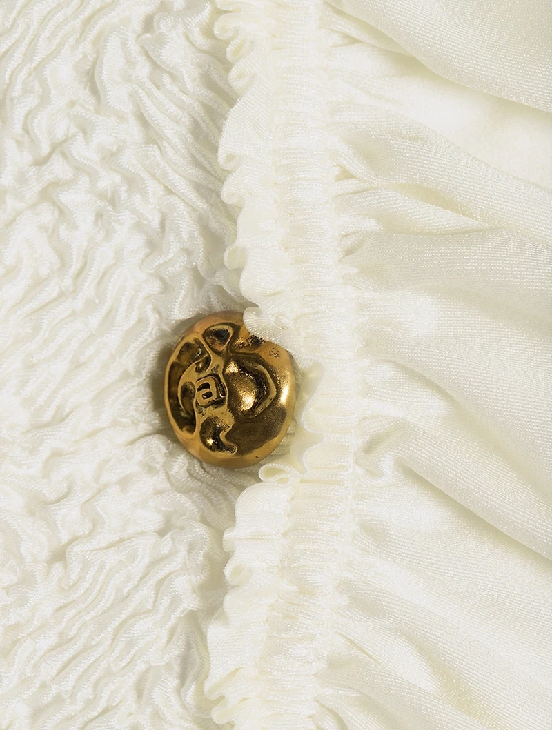 Smocked Jersey Ruffled Blazer