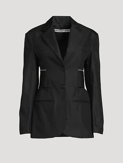 Logo-Elastic Cotton Blazer