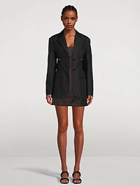 Logo-Elastic Cotton Blazer