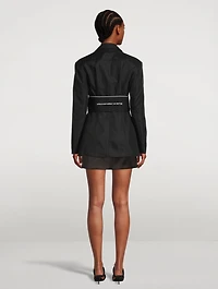 Logo-Elastic Cotton Blazer
