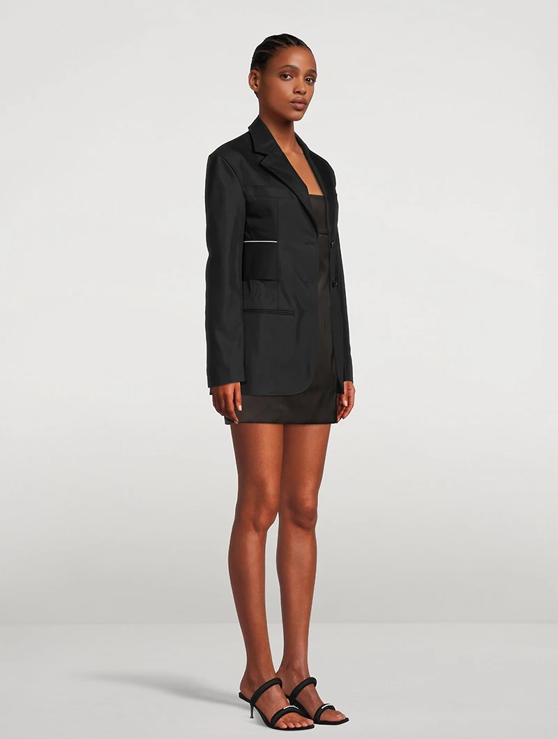 Logo-Elastic Cotton Blazer