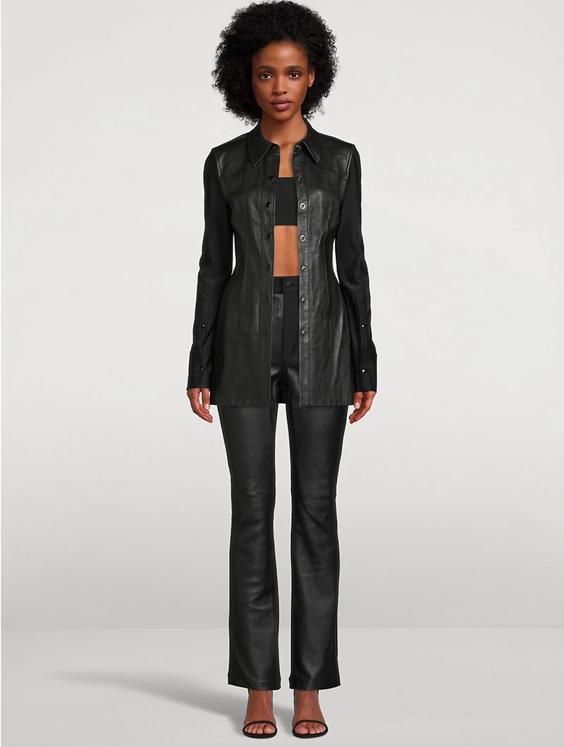 High-Waisted Leather And Jersey Trousers