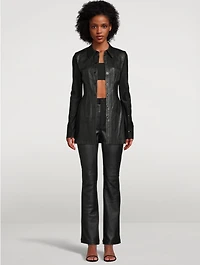 High-Waisted Leather And Jersey Trousers