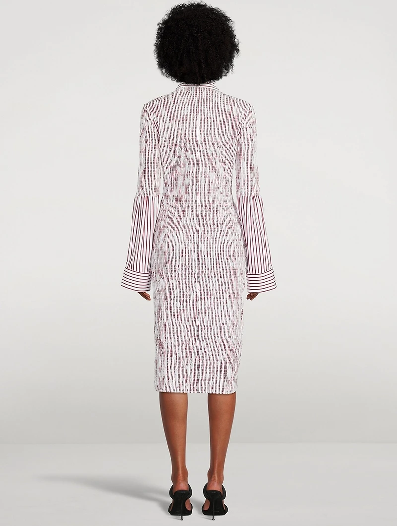 Smocked Shirt Dress Stripe Print