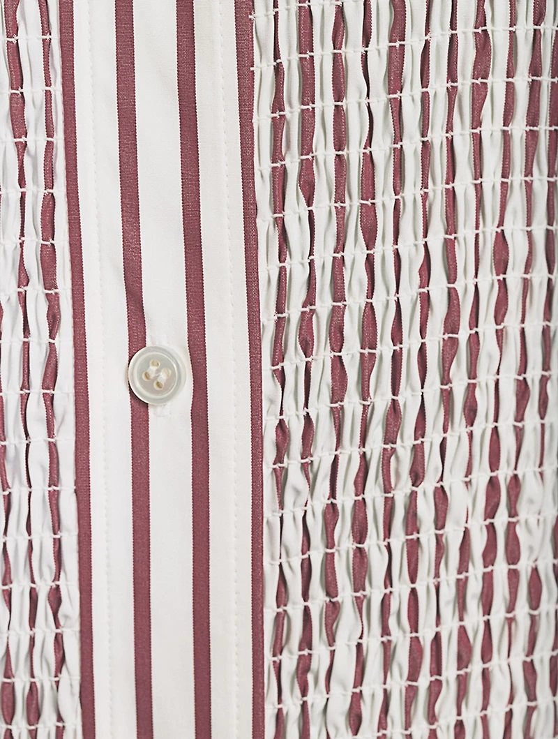 Smocked Shirt Dress Stripe Print