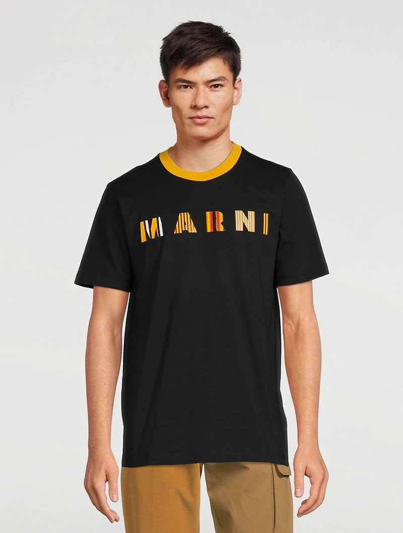 Organic Jersey T-Shirt With Stripe Logo