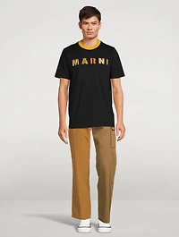 Organic Jersey T-Shirt With Stripe Logo