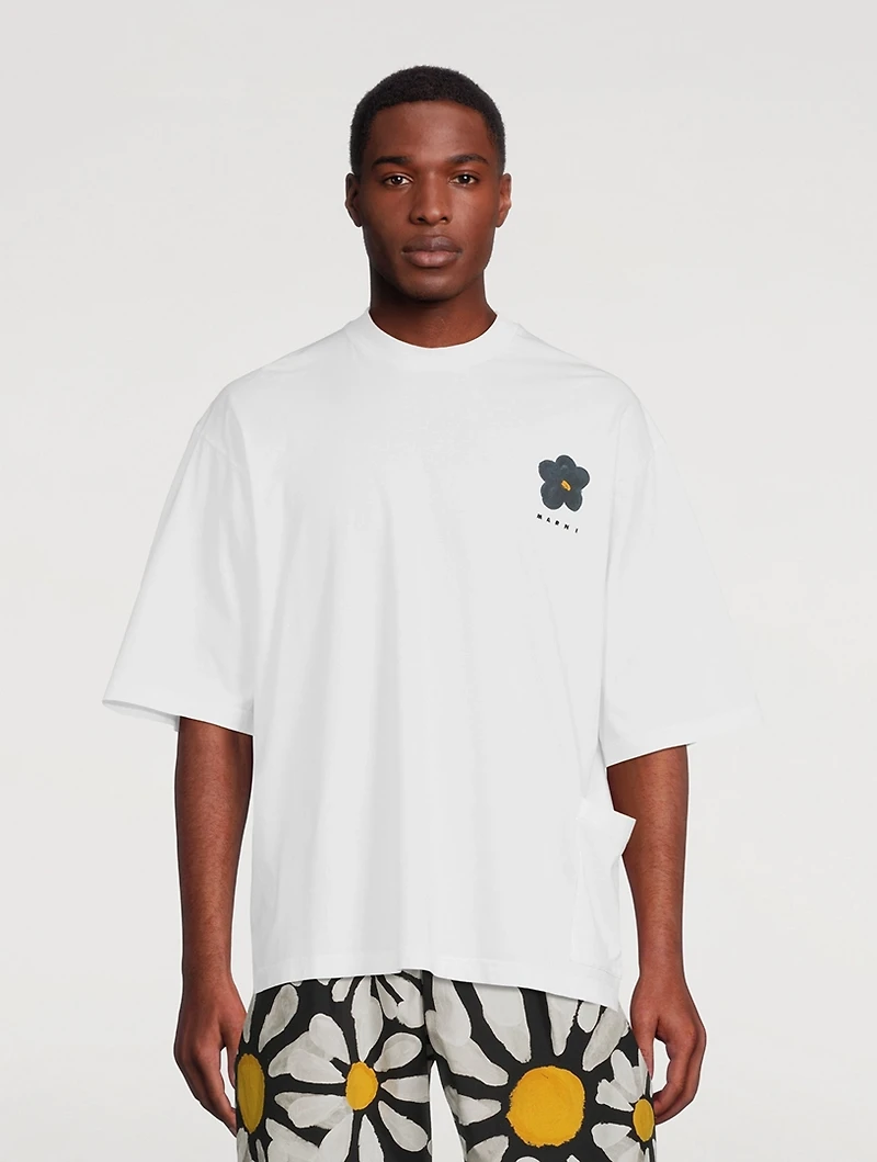 Jersey Crewneck T-Shirt Daisy Print
