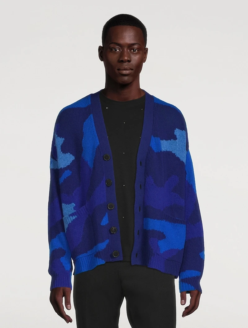 Wool Knit Cardigan Camouflage