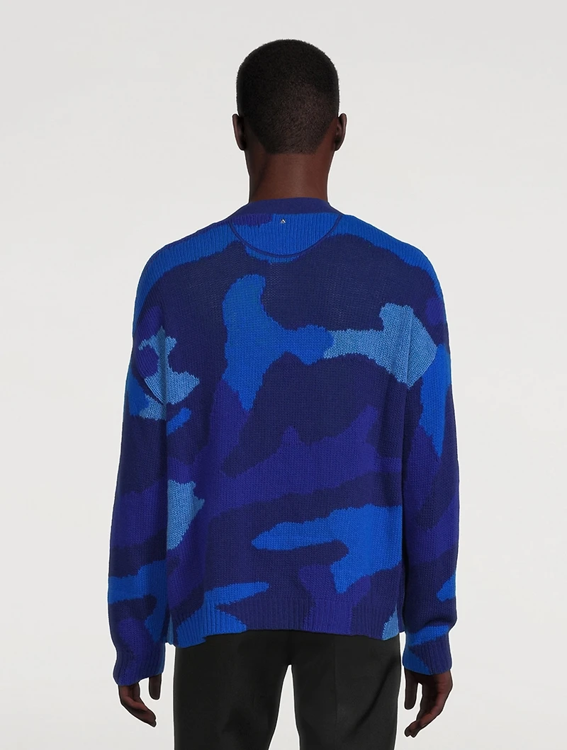 Wool Knit Cardigan Camouflage