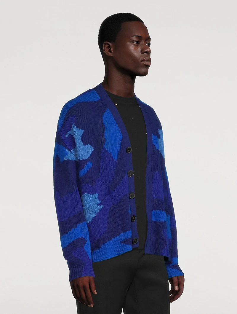 Wool Knit Cardigan Camouflage
