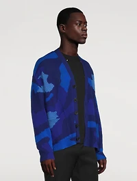 Wool Knit Cardigan Camouflage
