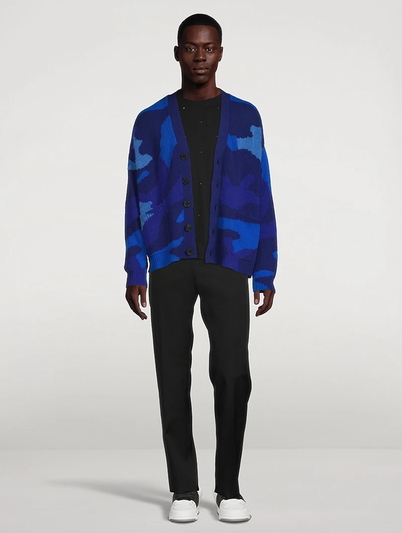 Wool Knit Cardigan Camouflage