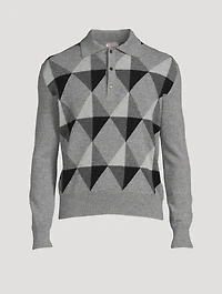 Wool Long-Sleeve Polo Sweater