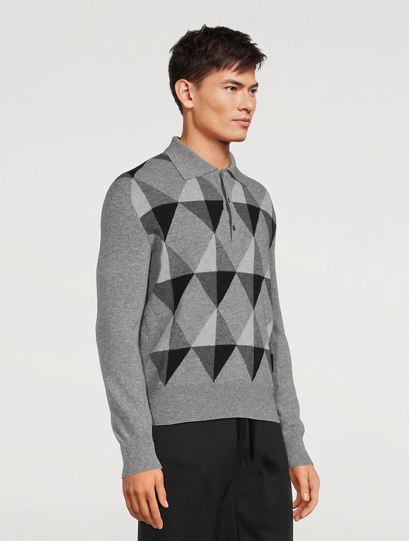 Wool Long-Sleeve Polo Sweater