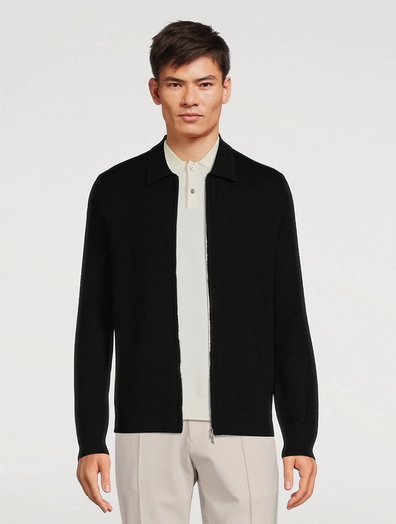 Regal Wool Zip Polo Cardigan