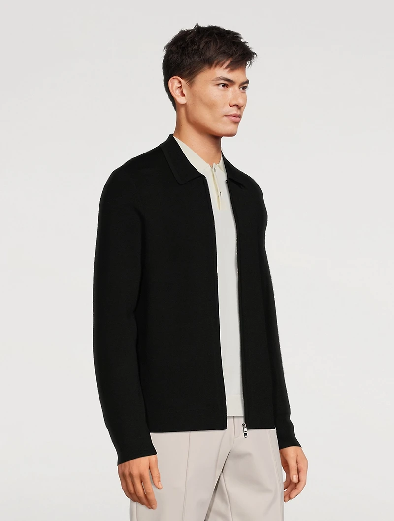 Regal Wool Zip Polo Cardigan