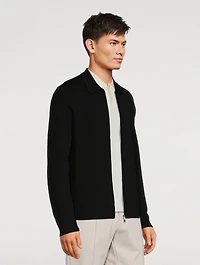 Regal Wool Zip Polo Cardigan