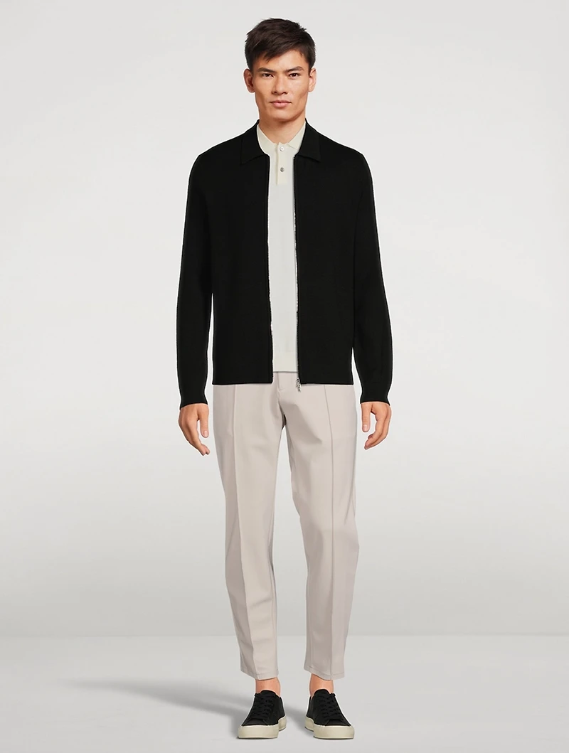 Regal Wool Zip Polo Cardigan