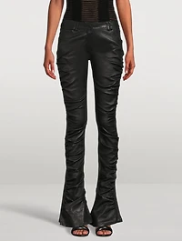 Low-Rise Leather Bootcut Pants