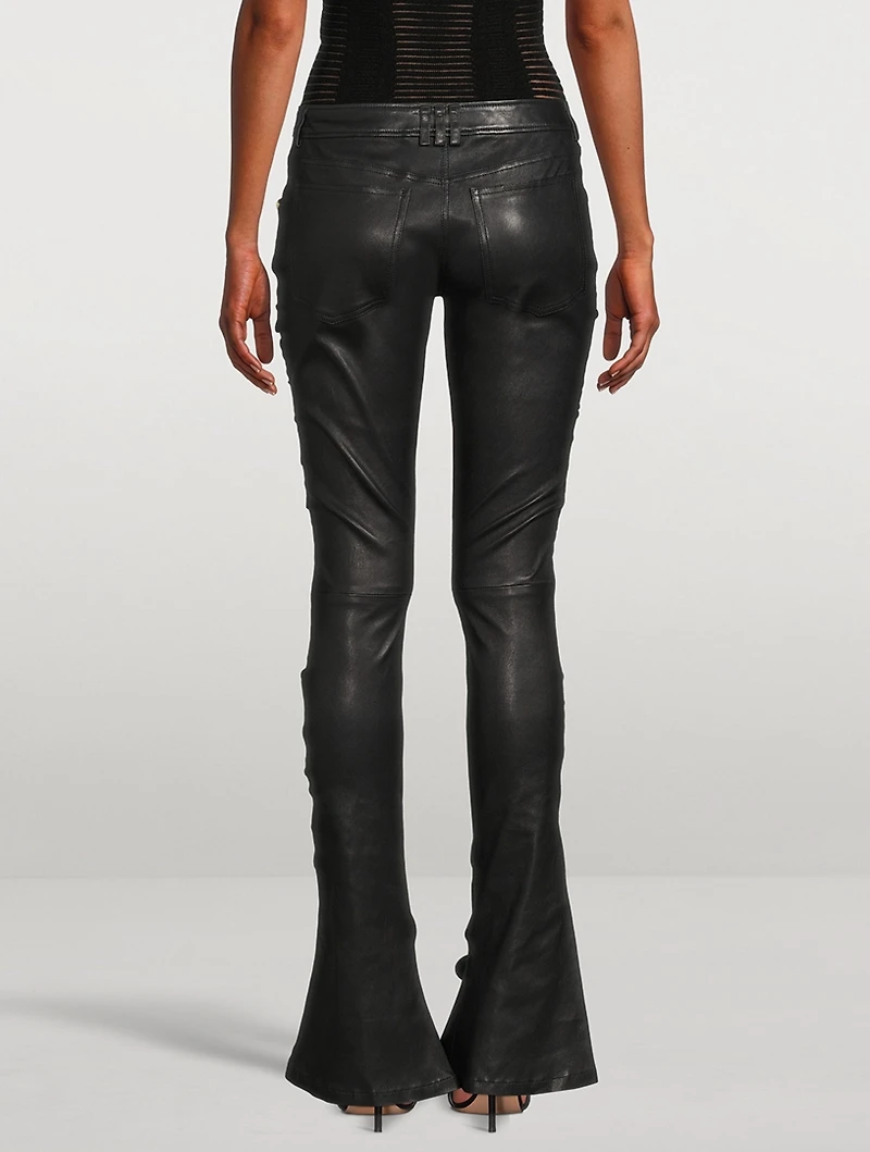 Low-Rise Leather Bootcut Pants