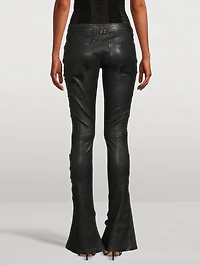 Low-Rise Leather Bootcut Pants