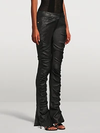 Low-Rise Leather Bootcut Pants