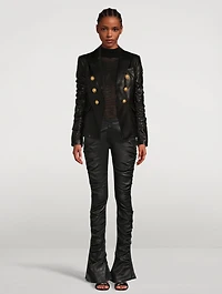 Low-Rise Leather Bootcut Pants