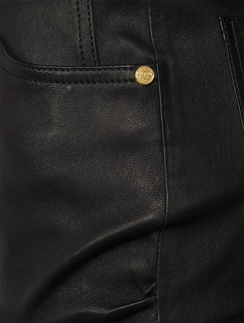 Low-Rise Leather Bootcut Pants