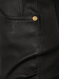 Low-Rise Leather Bootcut Pants