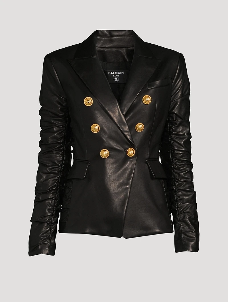Leather Double-Breasted Blazer