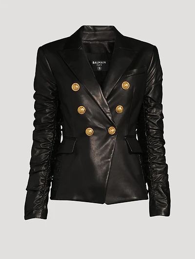 Leather Double-Breasted Blazer