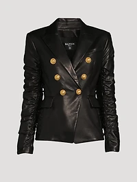 Leather Double-Breasted Blazer