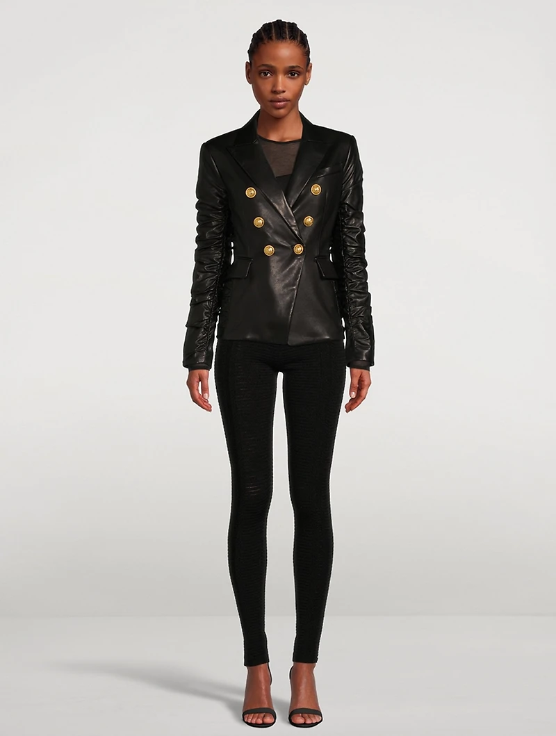 Leather Double-Breasted Blazer