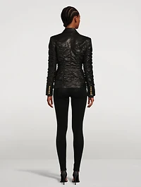 Leather Double-Breasted Blazer