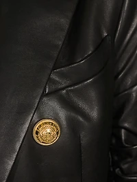 Leather Double-Breasted Blazer