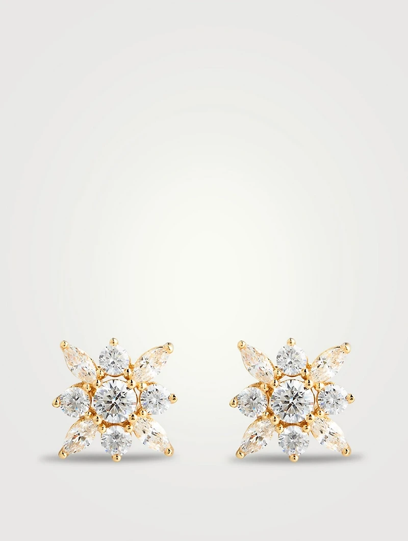 Snowflower 18K Gold Vermeil Stud Earrings