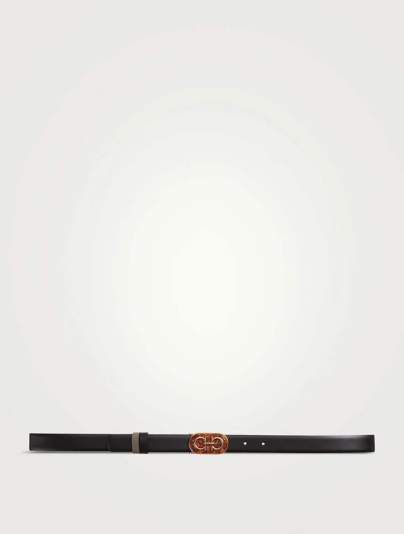 Gancini Plate Leather Belt
